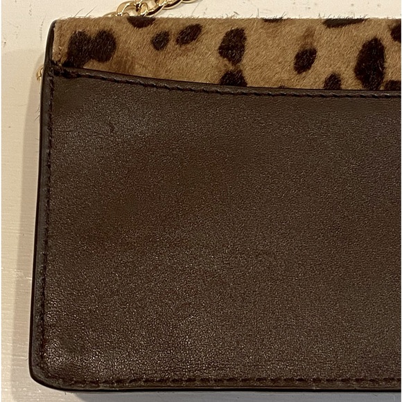 NWOT Lauren Ralph Lauren Leather Calf Hair Leopard Chain Crossbody Tech Bag $225 - Picture 12 of 15